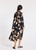 LAUREN VIDAL Graphic Long Loose Viscose Dress With Shirt Collar And V-Neck Pleat | CELIA