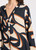 LAUREN VIDAL Graphic Long Loose Viscose Dress With Shirt Collar And V-Neck Pleat | CELIA