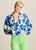POM Violet Crane Birds Blue Blouse | SP7729