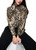 MARC CAIN COLLECTIONS Soft Cappuccino Turtleneck Blouse With Leopard Print | ZC 51.13 W27