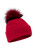 MARC CAIN SPORTS Cranberry Wool Hat With Faux Fur Pompom | ZS H2.07 Z42