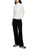 MARC CAIN SPORTS Off-White Ribbed Shirt With Shiny Collar | ZS 48.44 J55