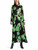 MARC CAIN Bold Floral Print Dress In Green And Black With A Belted Waist.
