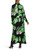 MARC CAIN Bold Floral Print Dress In Green And Black With A Belted Waist.