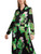 MARC CAIN Bold Floral Print Dress In Green And Black With A Belted Waist.