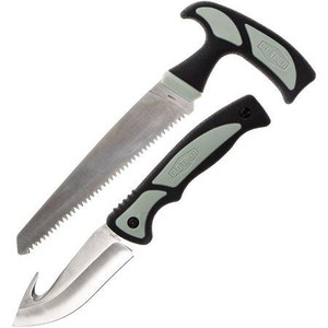 Battenfeld Knives Old Timer Hunter Combo Serrated Blade and Guthook Blade Black and Grey