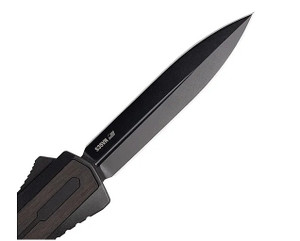 ZASTAVA A7 ZASTAVA TACTICAL BLACK WOOD HANDLE BLACK ACCENTS BLACK S35VN DAGGER BLADE FINE EDGE