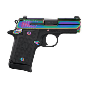 Sig Sauer P938 Titanium Rainbow SAO Handgun 9mm Luger 7rd Magazines(2) 3" Barrel G10 Grips