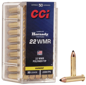 CCI V-MAX Rimfire Ammunition .22 WMR 30 gr Poly Tip V-Max 2200 fps 50/ct