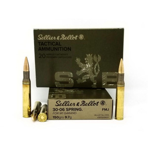 Sellier & Bellot M1 Garand Rifle Ammunition .30-06 Sprg. 150gr FMJ 2700 fps 20/ct