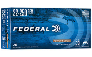 FED PWRSHK 22-250REM 55GR SP 20/200