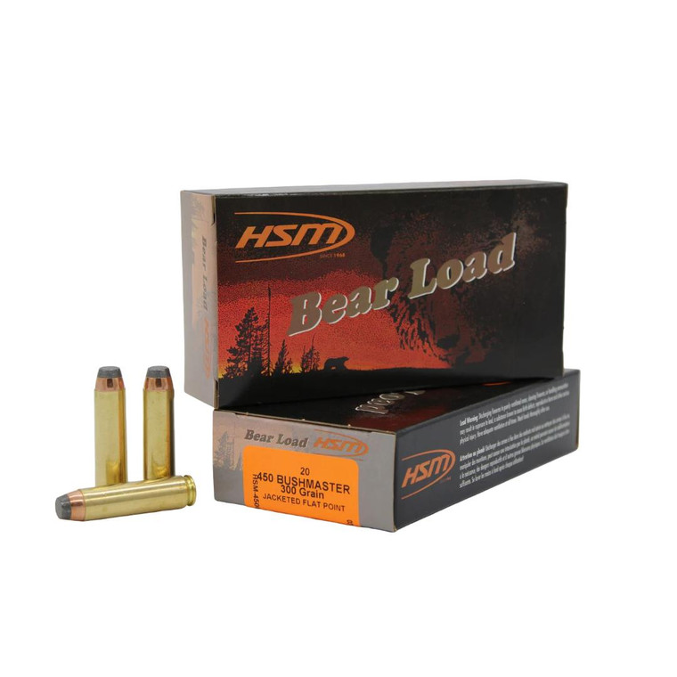 HSM Bear Load Rifle Ammunition 450 Bushmaster 300gr JSP 1950 fps 20/ct