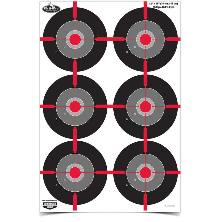 Birchwood Casey Dirty Bird 12"x18" Splatter Target Multiple Bull's Eye 100/ct