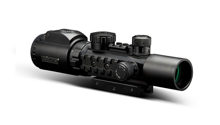 KONUSPRO AS34 Rifle Scope - 2-6x28mm 34mm SFP Engraved/Illum Mil-Dot Black Matte