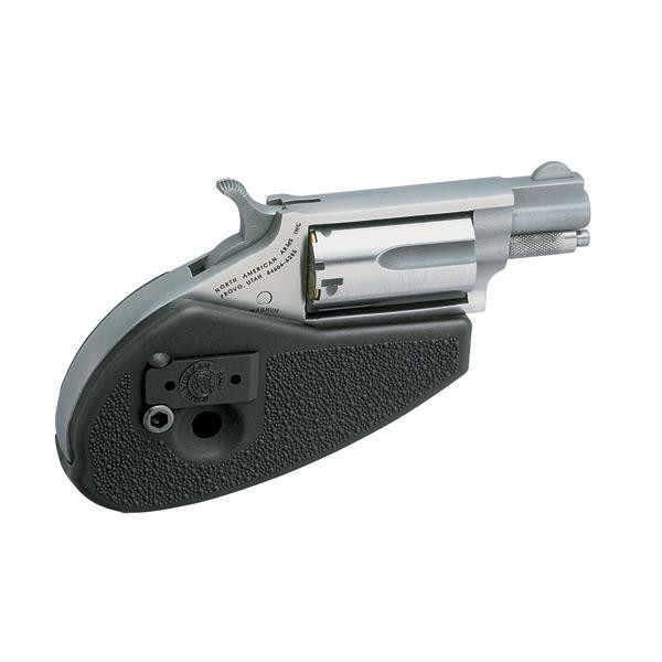 NAA 22MS HG Handgun .22 Mag 5rd Capacity 1.125" Barrel Silver with Black Holster Grip