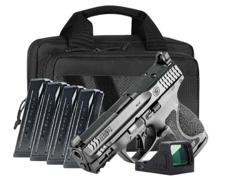 SMITH & WESSON M&P 9 M2.0 COMPAC 9MM 3.6IN BARREL 15RD  CARRY ON BUNDLE WITH RFX 11, SAVIOR SPECIALIST BAG, 5 TOTAL MAGS 14781