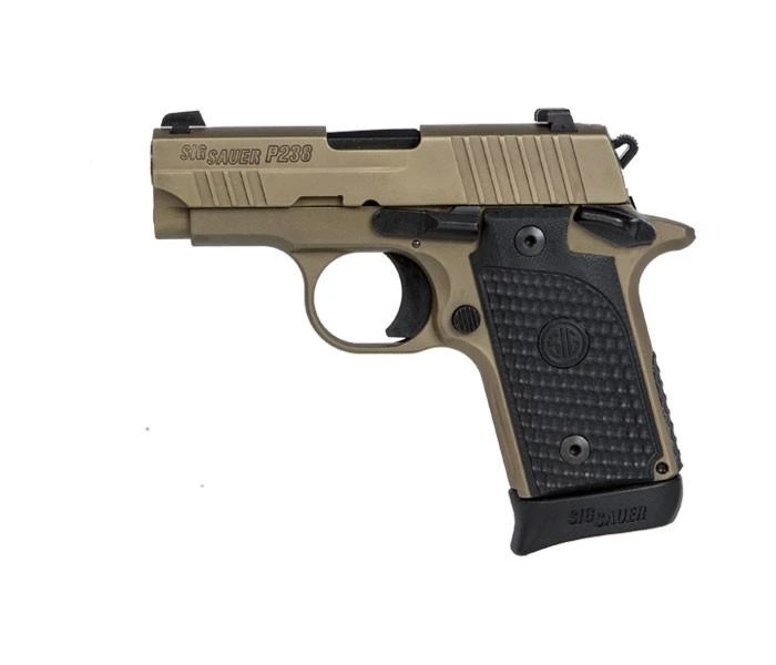 SIG P238 Pistol 380ACP 6Rd/7Rd Mags (1)  2.7" Barrel EMP Scorpion FDE SAO Siglite Sights Black G10 GRIP