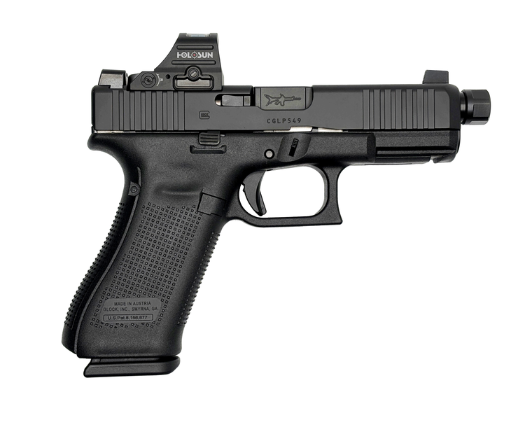 GLOCK 45V SHARK PUPPY BLACK 9MM THREADED BARREL 17RD SAVIOR BAG HOLOSUN 407C OPTIC NO SUPPRESSOR PV4550203SPFDE-NS CAMFOUR EXCLUSIVE