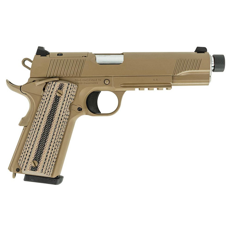 Tisas 1911 B45RGD TH Raider Handgun .45 ACP 8rd Magazines(2) 5.5" Threaded Barrel FDE Cerakote Optic Ready