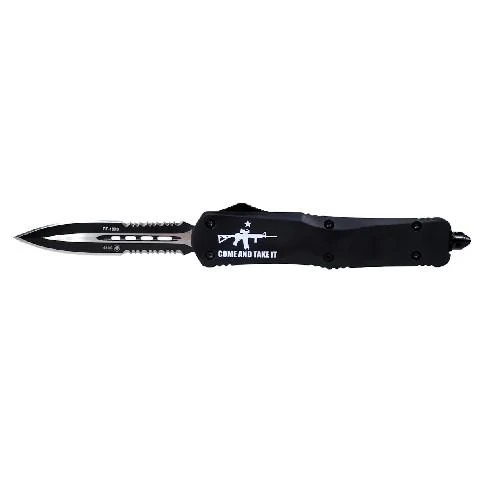 Templar Knife Large Come And Take It AR OTF Knife 3-1/2" Serrated Dagger Black
