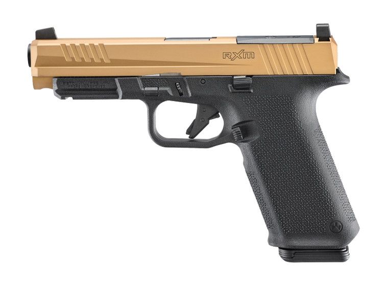 RUGER RXM 9MM 4.5IN BARREL 17RD COPPER PVD OR MAGPUL GRIP TRITIUM FRONT SIGHT TWO 17 GL9 PMAGS 19550