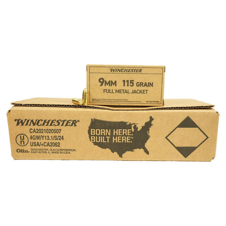 Winchester Service Grade Handgun Ammunition 9mm Luger 115 gr. FMJ 1300 fps 50/ct