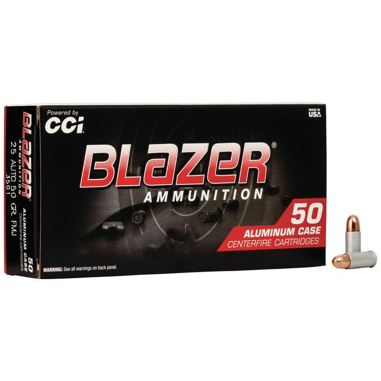 CCI Blazer Aluminum Handgun Ammunition .25 ACP 50 gr FMJ 755 fps 50/rd