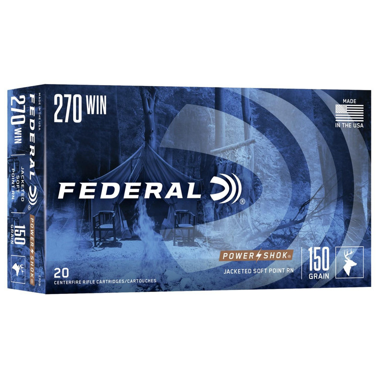 Federal Power-Shok Rifle Ammunition .270 Win 150 gr SP 2890 fps 20/ct