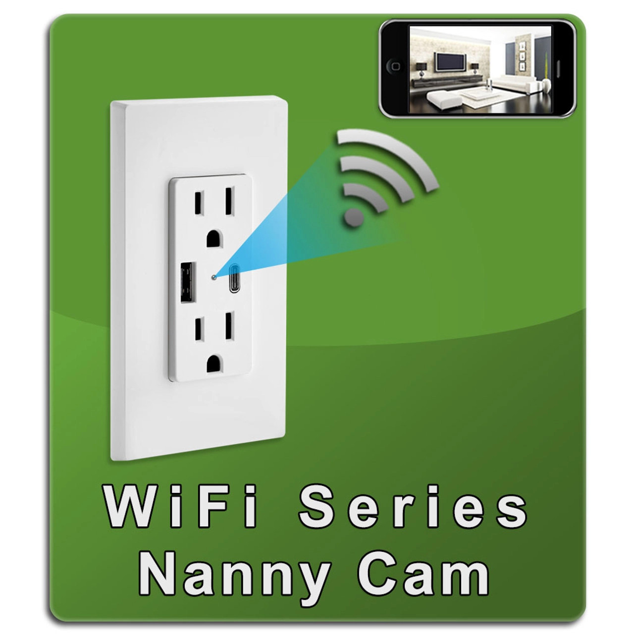 WiFi AC Wall Outlet Nanny Cam V2