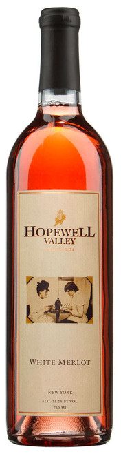A bottle of White Merlot wine produced by Hopewell Valley Vineyards - one of many New Jersey wineries