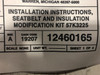  HMMWV Humvee Seatbelt and Insulation Modification Kit 57K3225