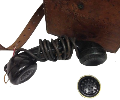 WWII Signal Corps US Army Telephone EE-8-A Field Phone with Leather Case