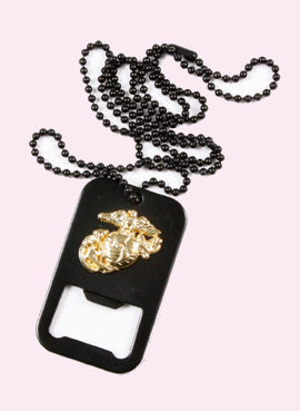 BLACK USMC G&A DOG TAG BOTTLE OPENER W/CHAIN