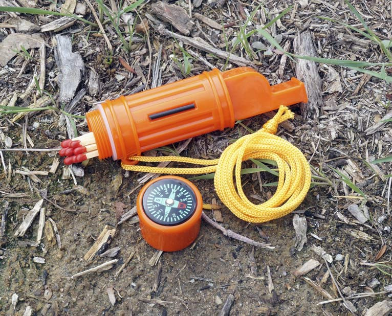 Survival Whistle with Compass, Mirror, Flint to Start Fire