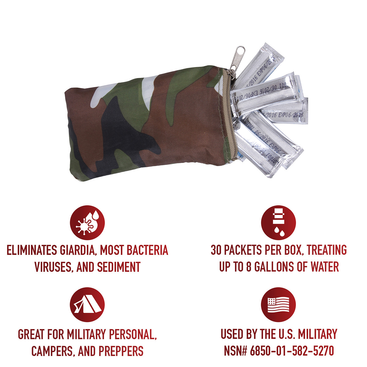 Chlor Floc Military Water Purification Powder Packets