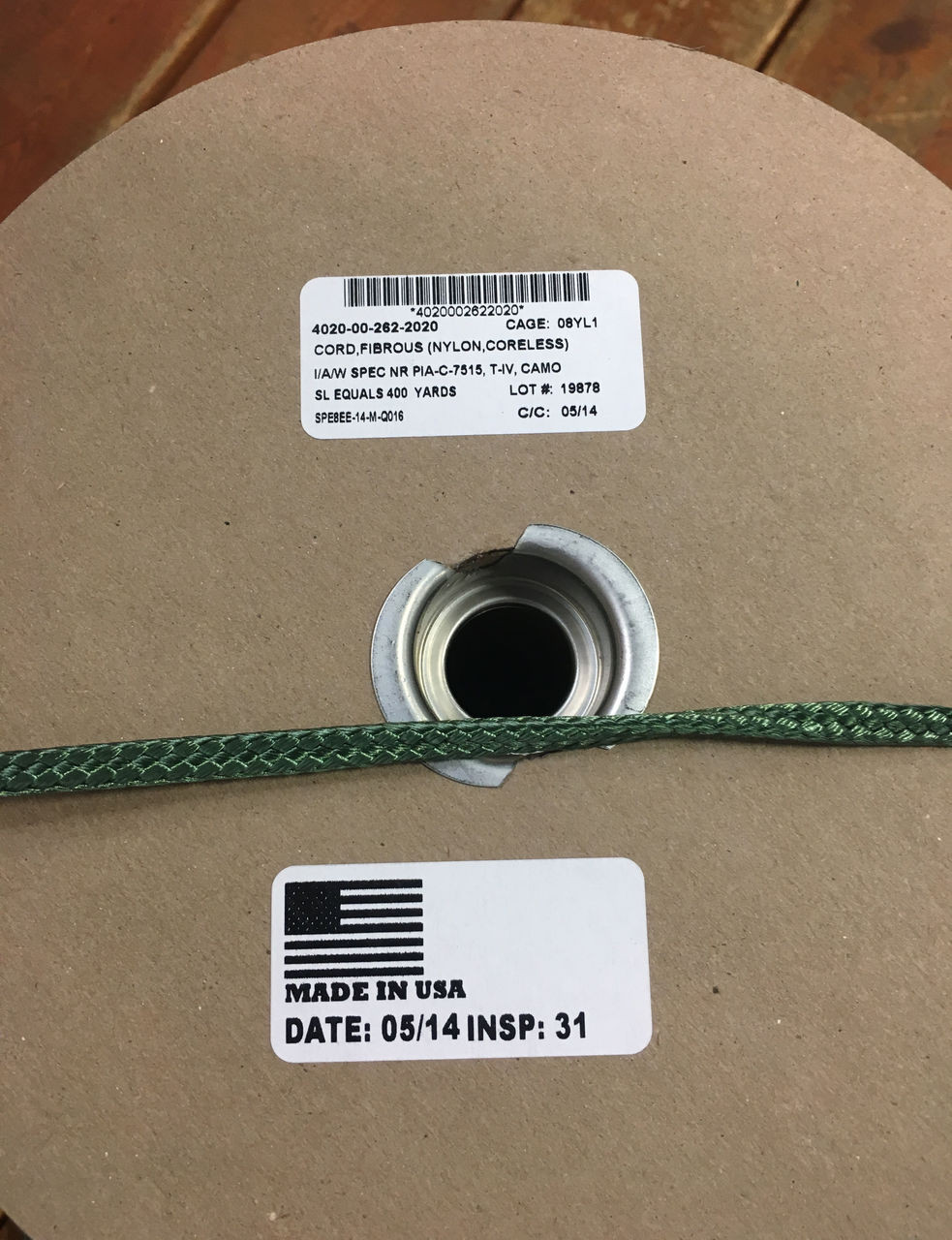 Military Issue Nylon Fibrous Cord Spool 1200ft - Army