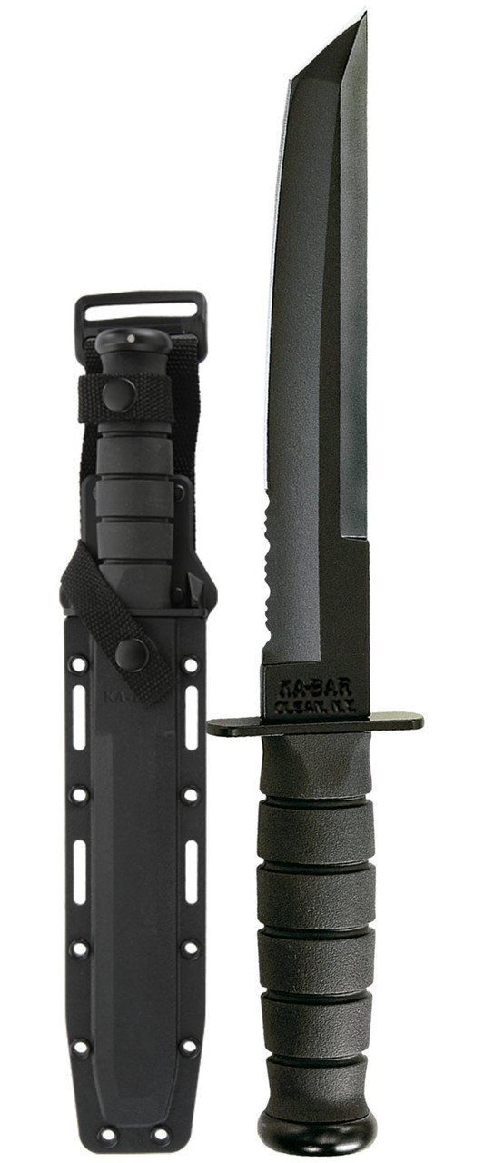 KA-BAR Black Tanto Knife Half-Serrated 1245