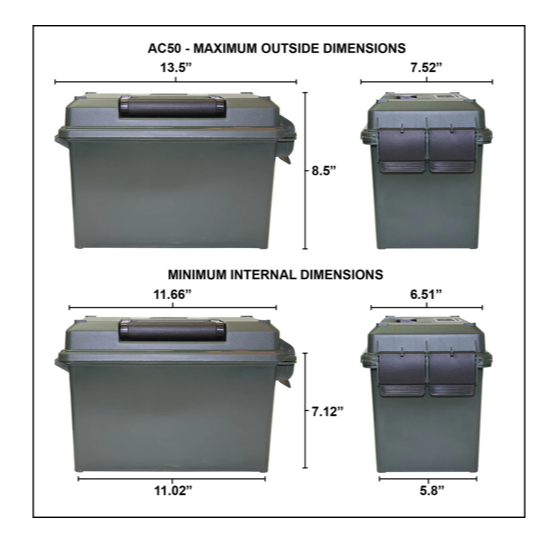 MTM Case-Gard Plastic 50 Caliber Ammo Can AC-50C--11 Forest Green