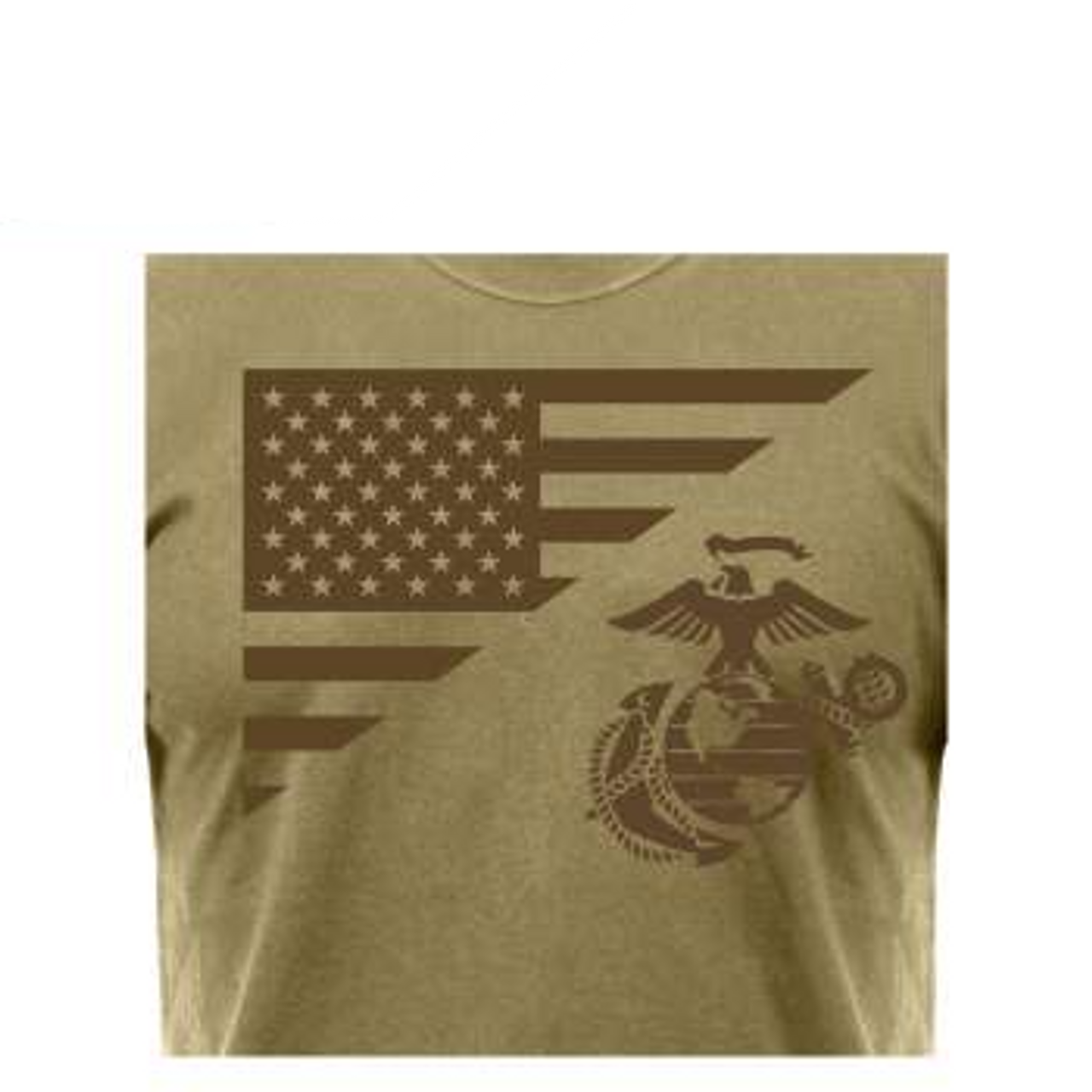 Rothco US Flag / USMC Eagle, Globe, & Anchor T Shirt - Coyote Brown