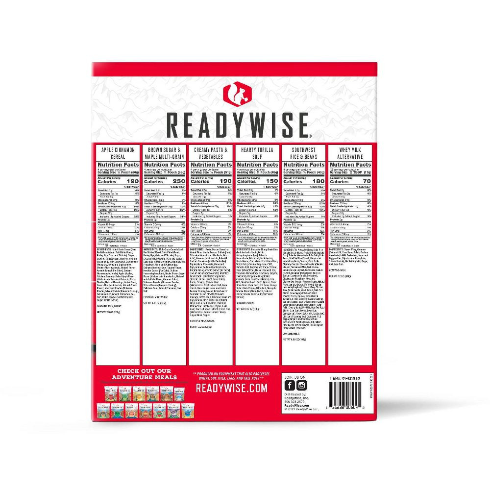 Readywise 32 Servings of Emergency Food & Drink and Survival Kit Backpack Red