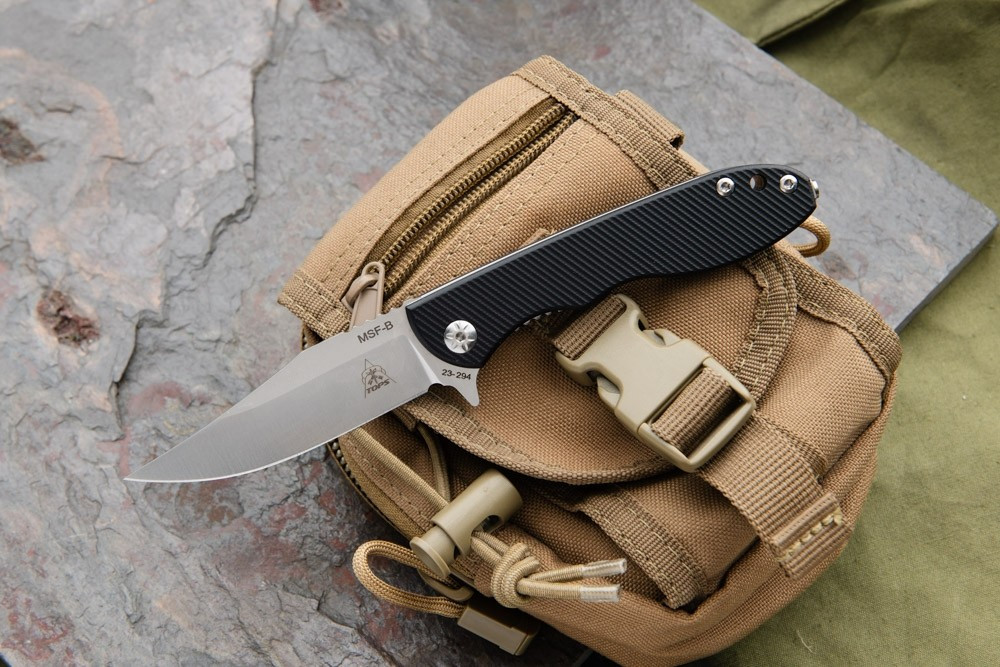Tops Knives MSFB-01 Mini Scandi Folder Knife Black - Army Surplus