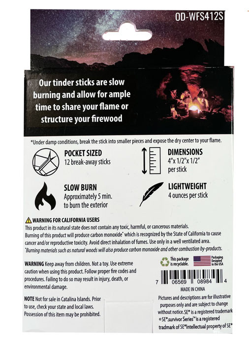 Sona Enterprises 12pk Tinder Sticks