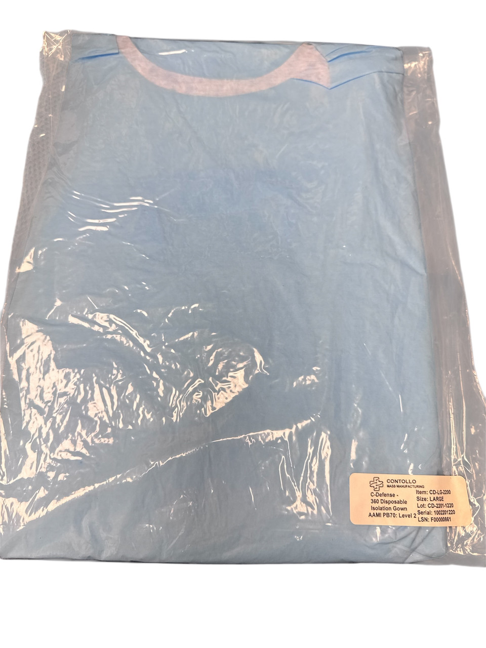 Disposable Isolation Gown Case of 30 ea  Size Large