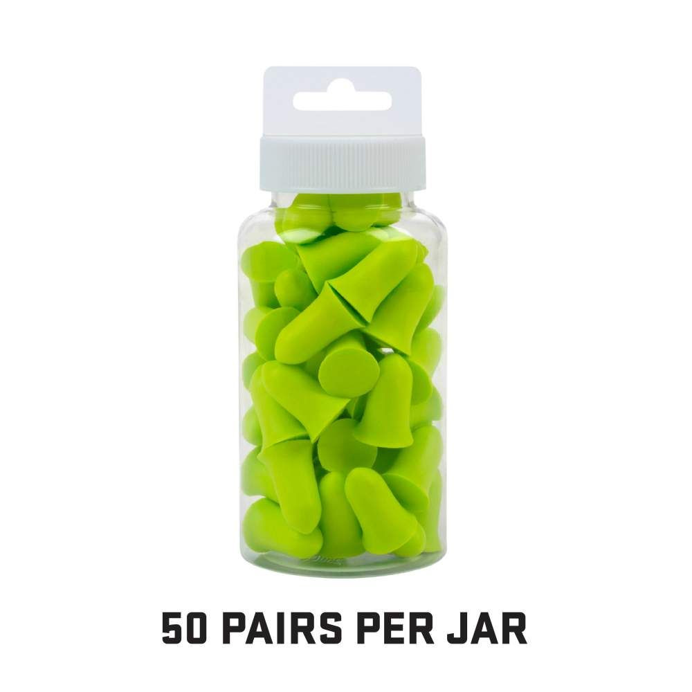 Allen ULTRX Tapered Foam Ear Plugs- 50-Pairs in Jar Lime