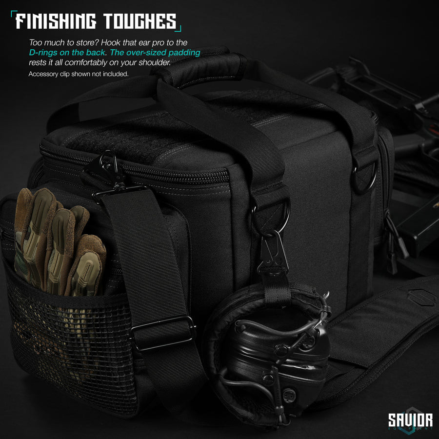 Savior Specialist Range Bag with 3 Pistol Sleeves Obsidian Black