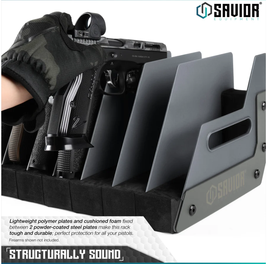 Savior Mobile Pistol Storage Rack with handle 12 slots
