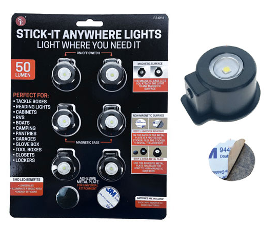 Stick-It Anywhere LED Lights 6 pack 50 lumens