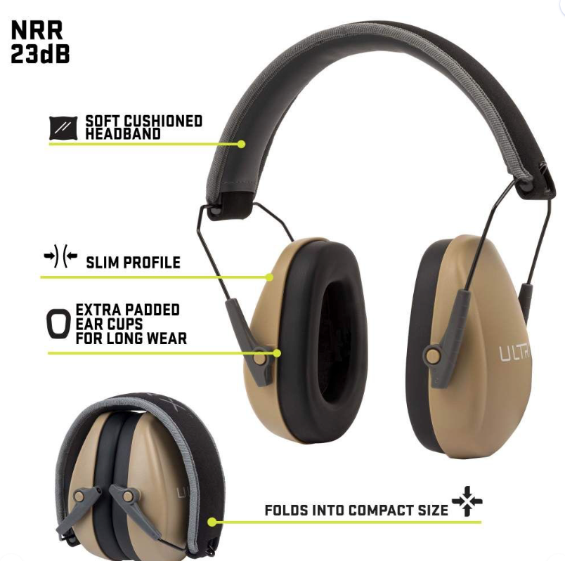 Allen Co ULTRX Slim Profile Passive Earmuff, Taupe