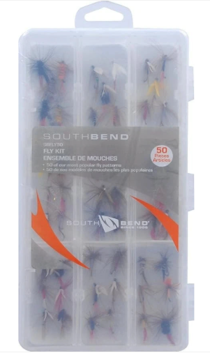 South Bend Fly Kit- 50 Assorted Flies with Case