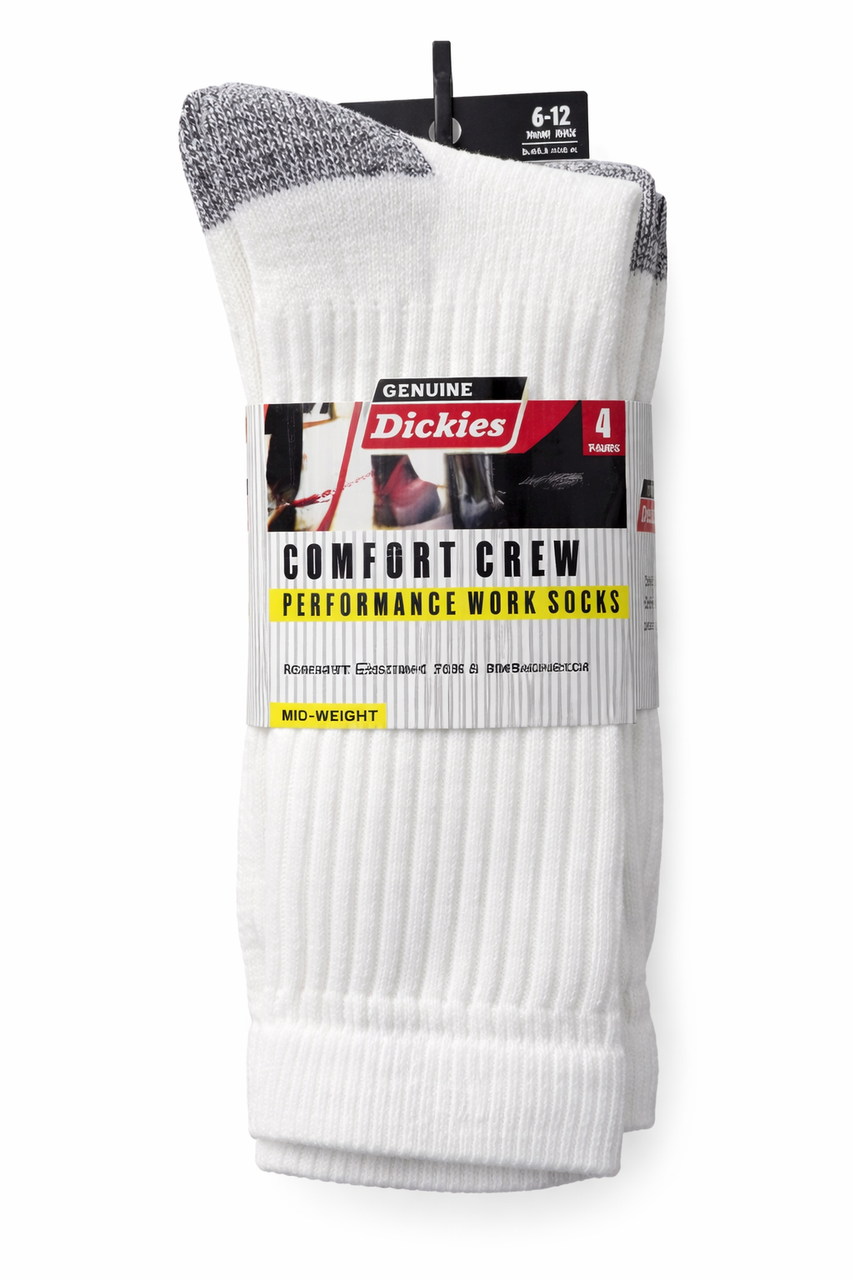 Dickies Comfort Crew Performance Work Socks 4 Pair